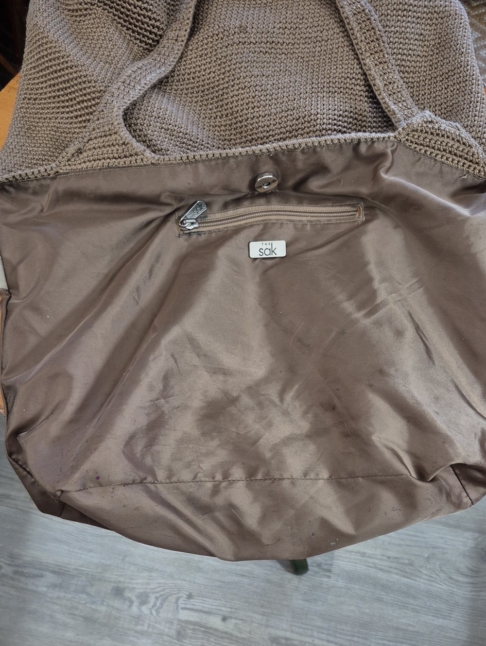 The Sak Large Woven Tote Bag in Taupe/tan. - Picture 7 of 9